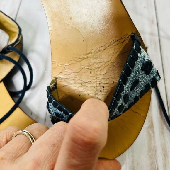 Jack Rogers Women's Blue Tasseled Ankle Wrap Sandals Size 6.5 - Picture 4 of 9